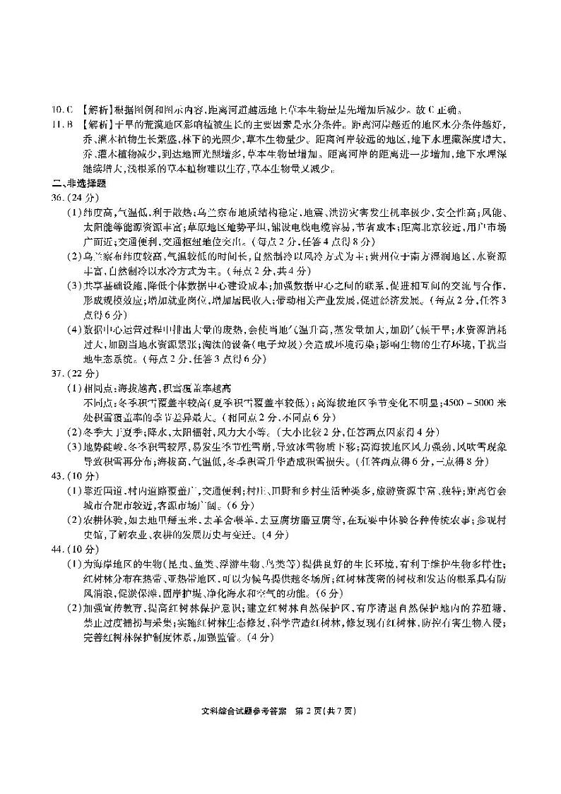 2022合肥168中学最后一卷文综试卷及参考答案02