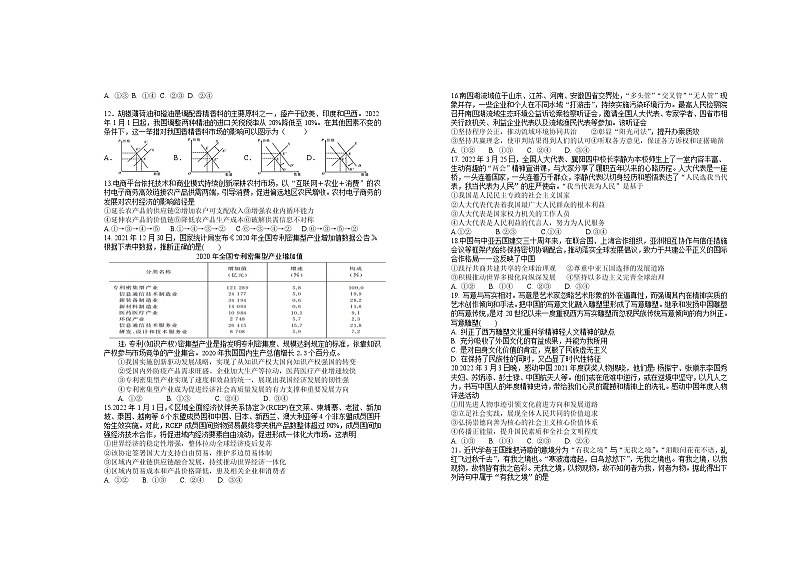 2022届江西省宜春市上高二中高三下学期第十次月考试题（5月）文综Word版试题含答案第2页