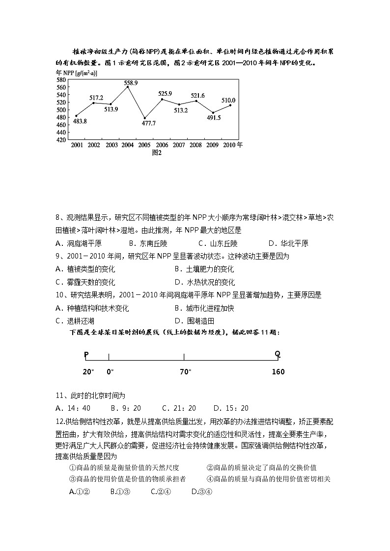 2021甘肃省嘉陵关市一中高三下学期七模考试文综试题含答案03