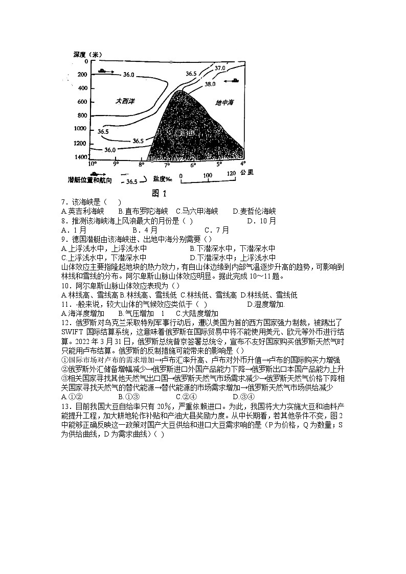 安徽省十校联盟2022届高三最后一卷文综试题第2页
