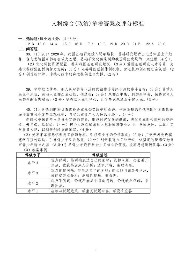 2021省大庆铁人中学高三下学期第一次模拟考试文科综合含答案01