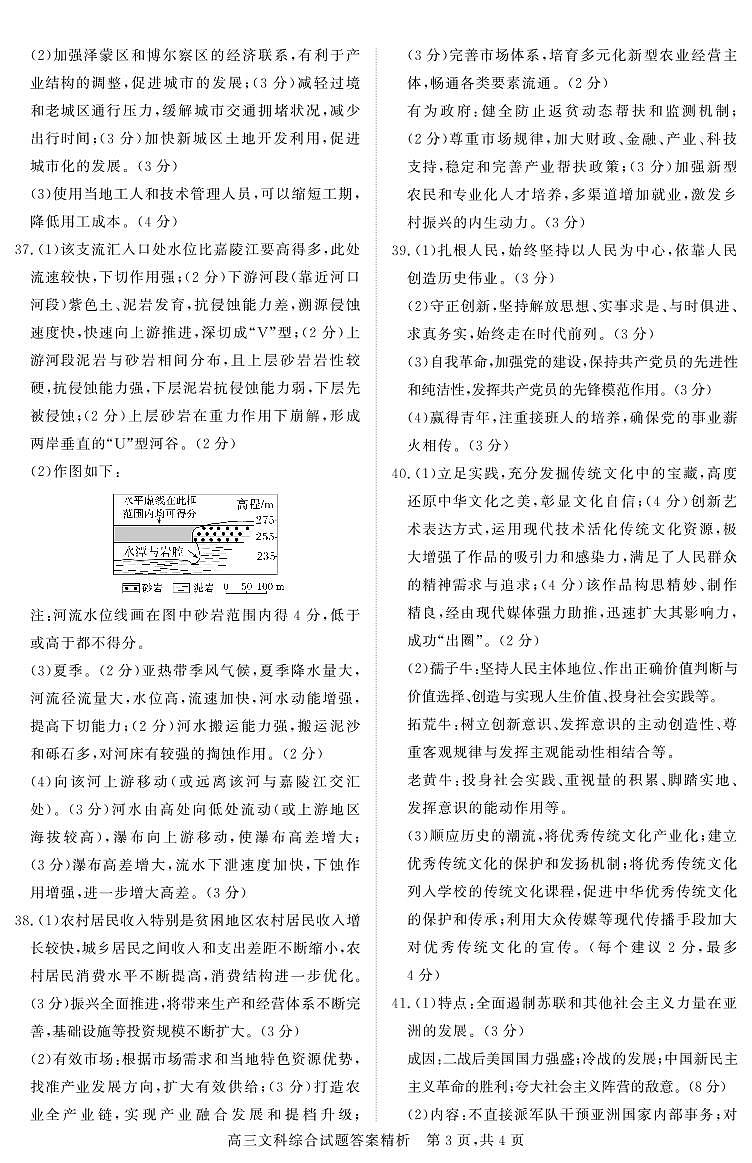浑源七中2020—2021学年第二学期高三第六次模拟考试文综试题答案第3页