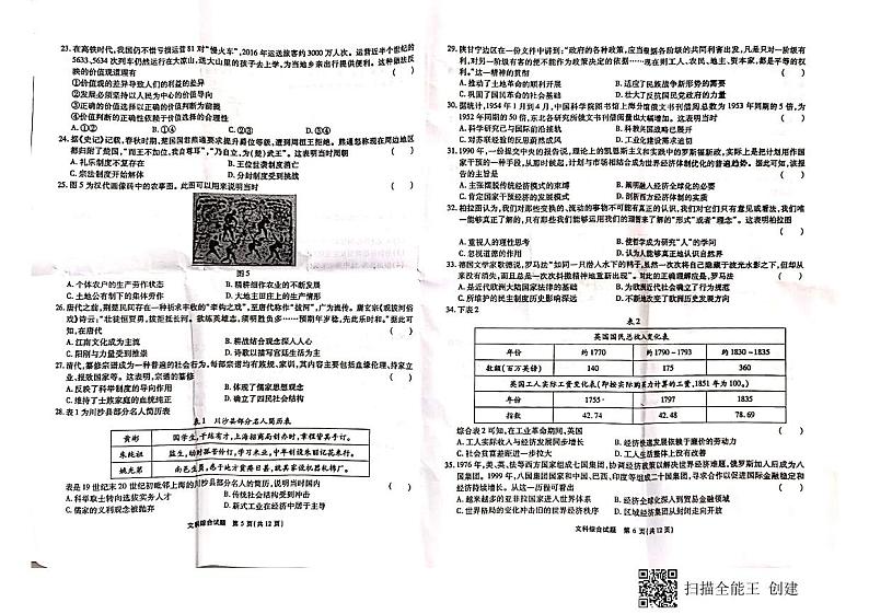 2021池州一中高三下学期高考适应性考试文科综合试题扫描版含答案03