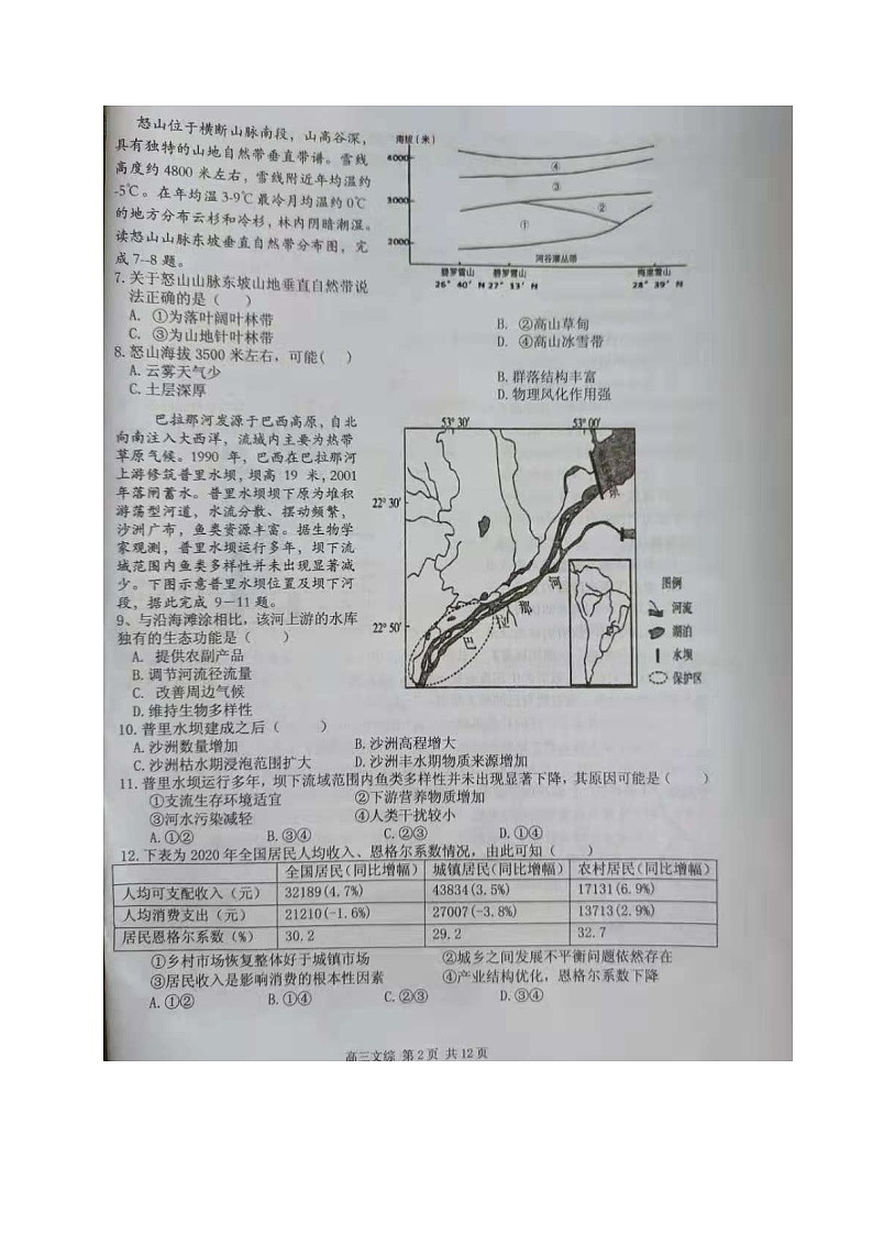 2021宜春高三下学期4月模拟考试文综试题扫描版含答案第2页