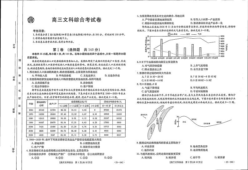 2023云南省高三上学期10月联考文综试题扫描版含解析第1页