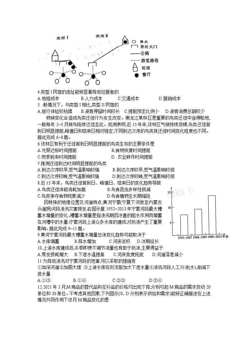 2021山西省高三下学期4月联考文综试题含答案第2页