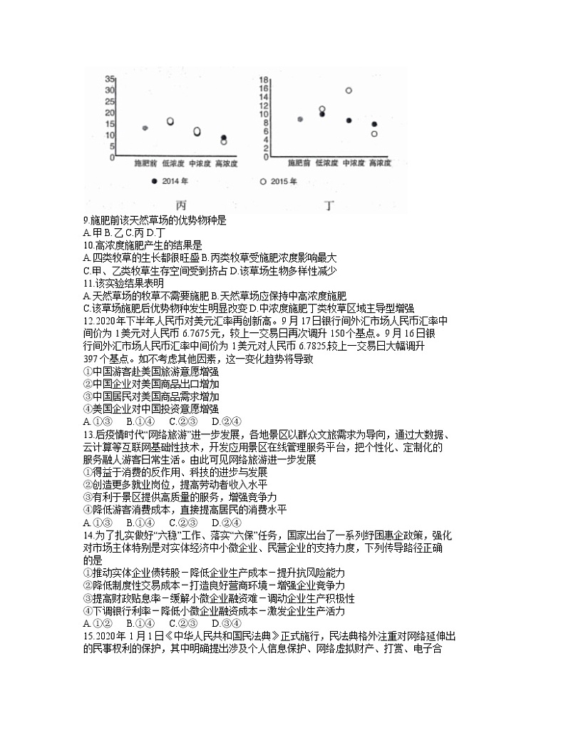 2021呼和浩特高三下学期第一次质量普查调研考试（3月）文综试题含答案03
