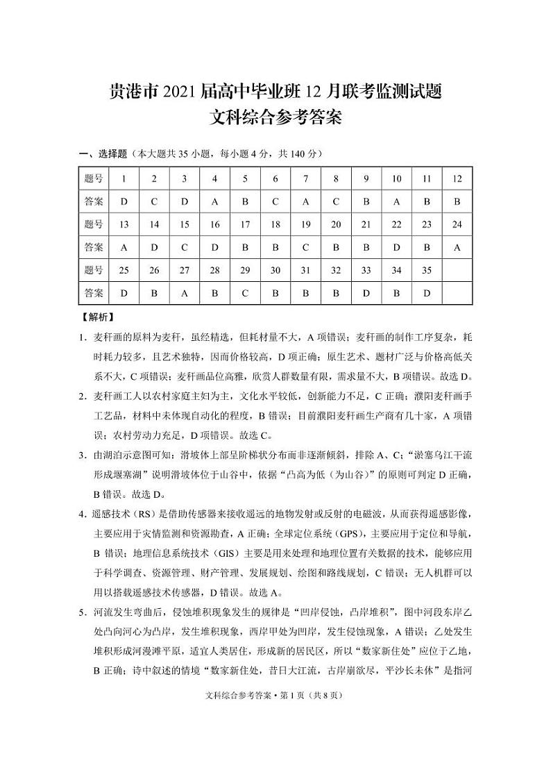 文科综合答案第1页