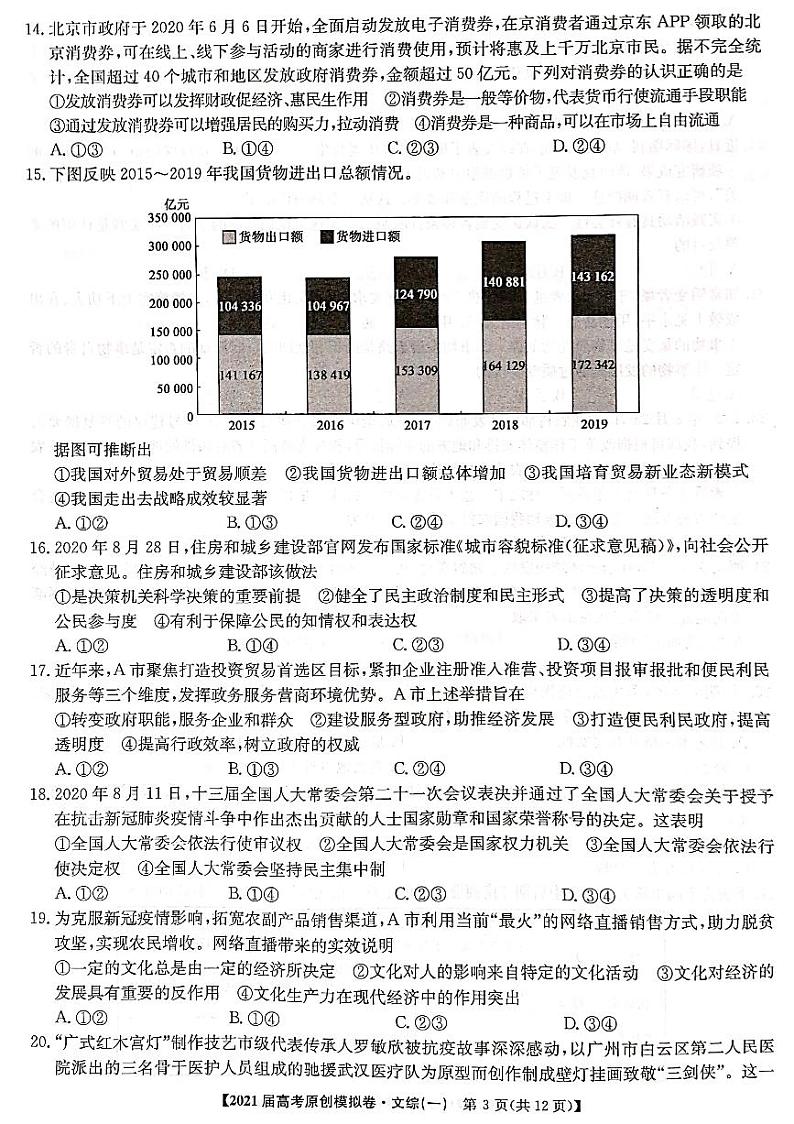 2021广西普通高中高三上学期高考精准备考原创模拟卷（一）文综试题图片版含答案03