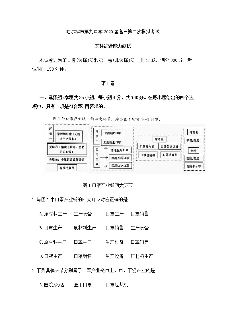 2020省哈尔滨九中高三第二次模拟考试（5月）文综试题含答案第1页