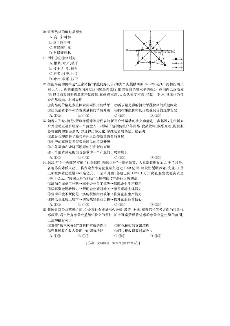 2023届青海省海东市高三上学期12月第一次模拟文综试题03