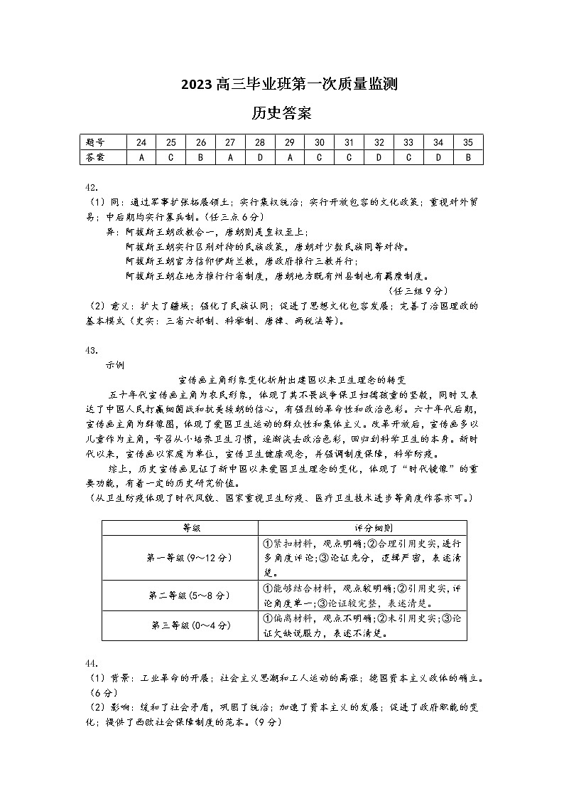 2023马鞍山高三第一次教学质量监测（一模）（1月）文综PDF版含答案01