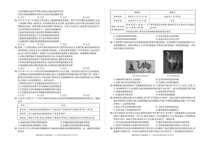 2023届四川省高三上学期高考专家联测卷（三）文综试题（PDF版）03