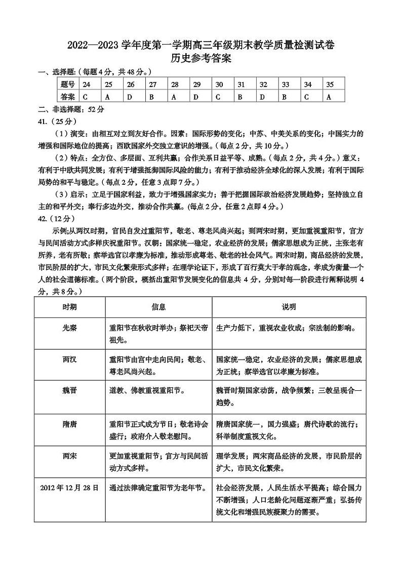 内蒙古包头市2022-2023学年高三上学期期末（零模）文综 试卷01