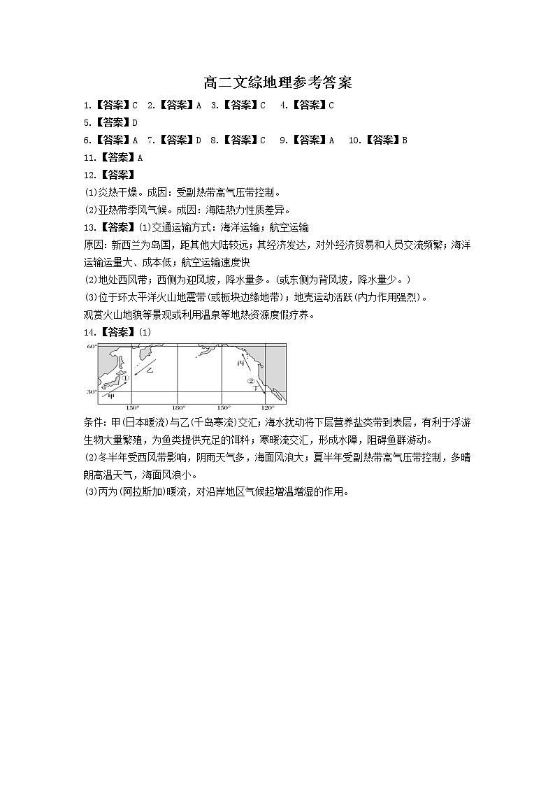 2021-2022学年山西省朔州市怀仁市第一中学高二上学期第三次月考文综试题（PDF版）01