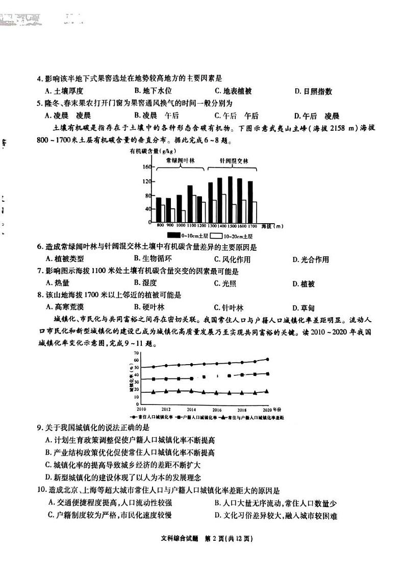 2023年安徽省宿州市一模考试 文综试题及答案02