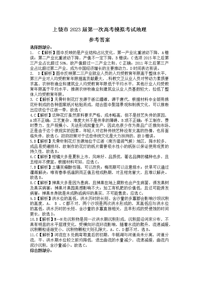 2023上饶高三下学期第一次模拟考试文综图片版含解析01