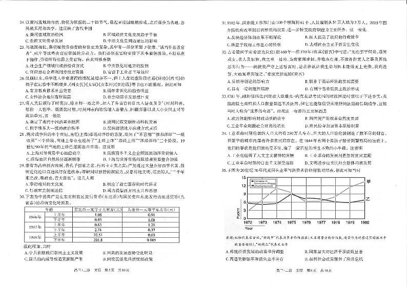 2023届四川省泸州市高三第二次教学质量诊断性考试文科综合试题03