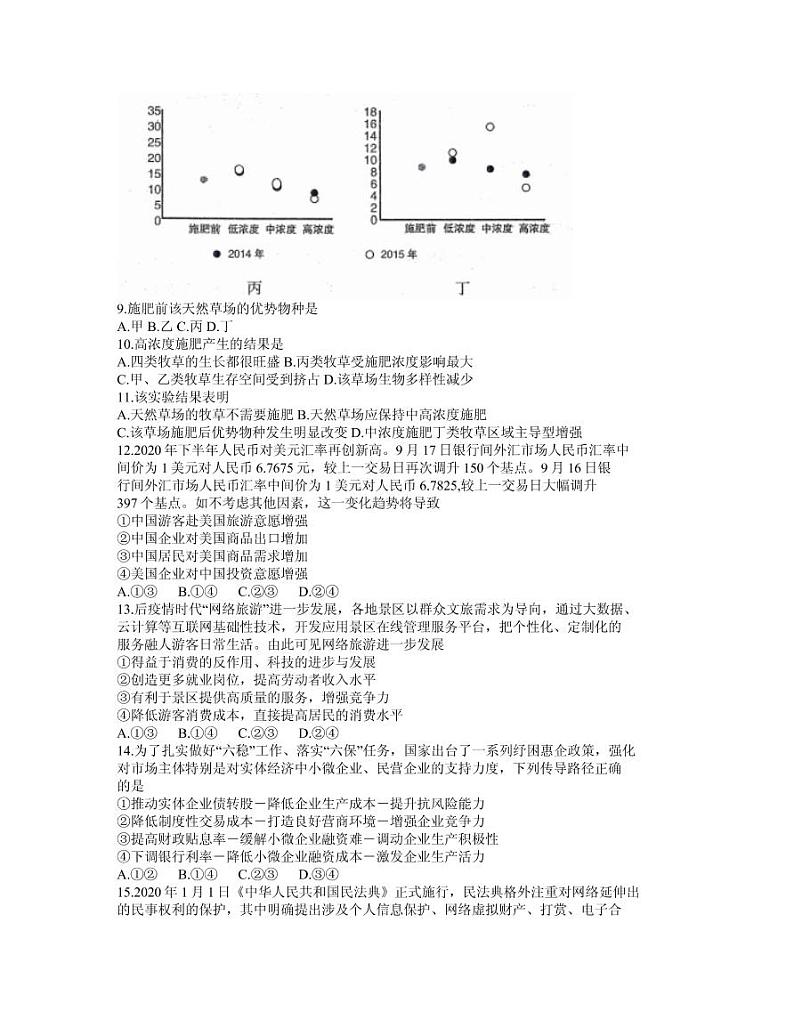 2021届内蒙古呼和浩特市高三下学期第一次质量普查调研考试（3月）文综试题 PDF版03