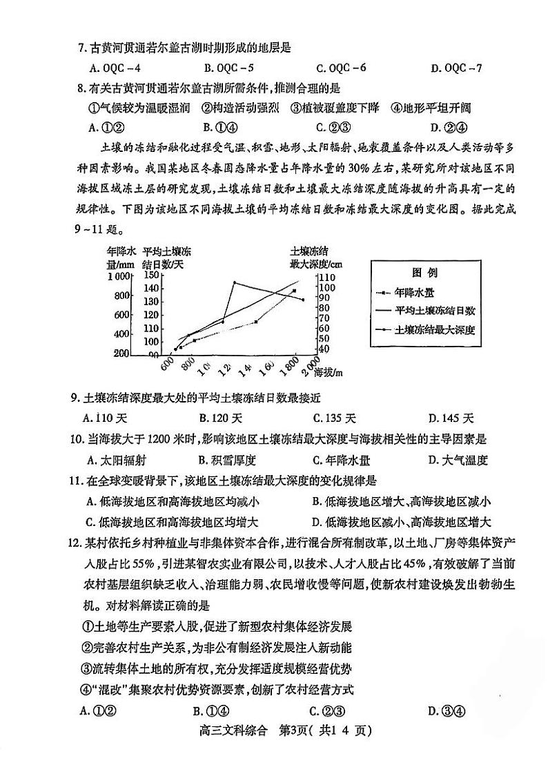 2023届河南省许昌、济源、洛阳、平顶山四市高三第三次质量检测文科综合试题03