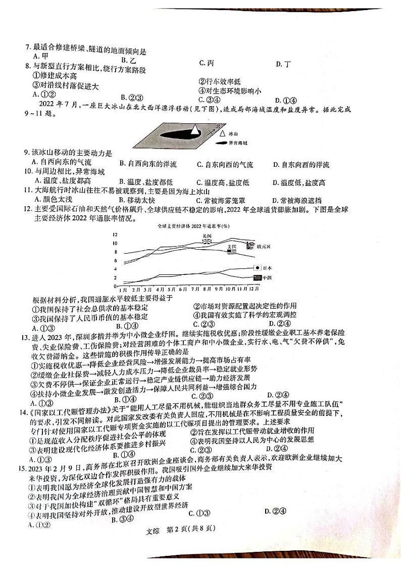 文科综合试题第2页