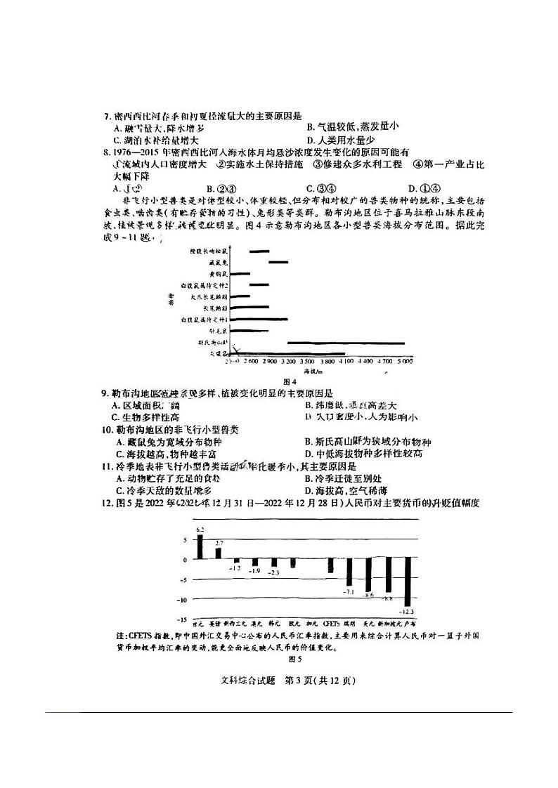 2023届河南省安阳市高三第二次模拟考试 文综03
