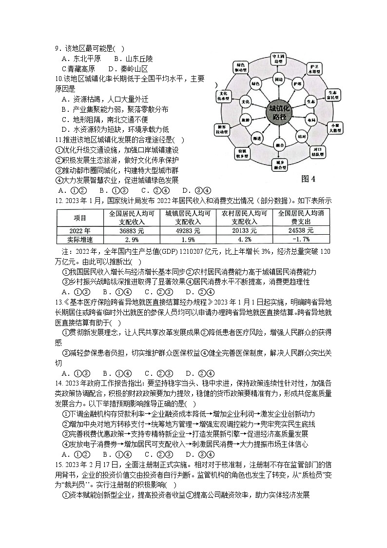 2023宜春高三下学期第一次模拟考试文综含答案第2页