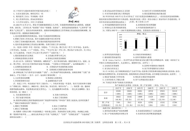 2023届江西省五市九校协作体高三第二次联考文科综合第3页