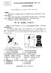 2019届重庆市沙坪坝等主城六区高三学业质量调研抽测（第一次）文科综合试题 PDF版