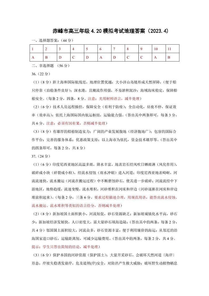 2023赤峰高三下学期4月模拟考试文综PDF版含答案01