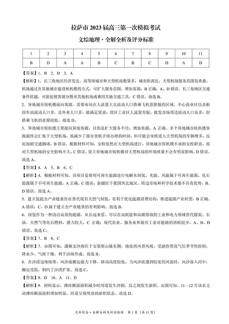 2023自治区拉萨高三下学期第一次模拟考试文综PDF版含解析01