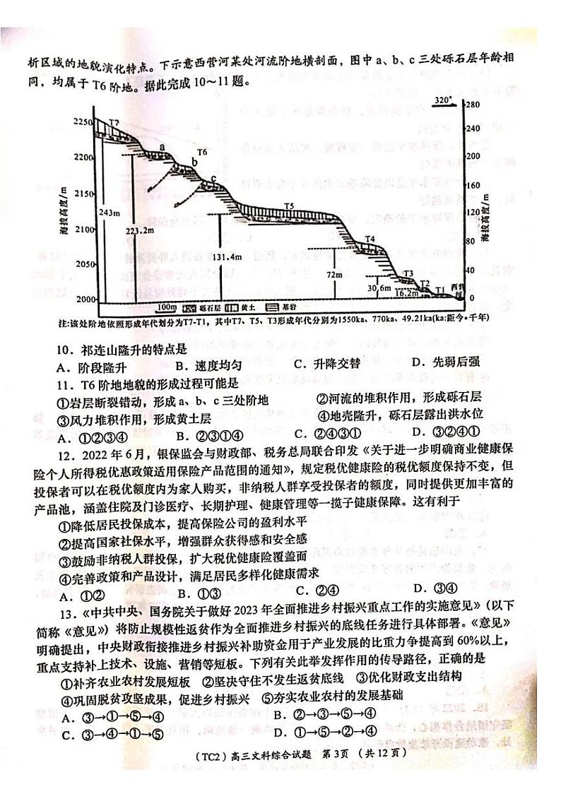 2023届陕西省铜川市高三第二次模拟考试文综第3页