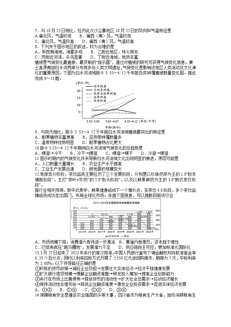 2023届四川省成都市石室中学高三下学期三诊模拟文科综合试题02