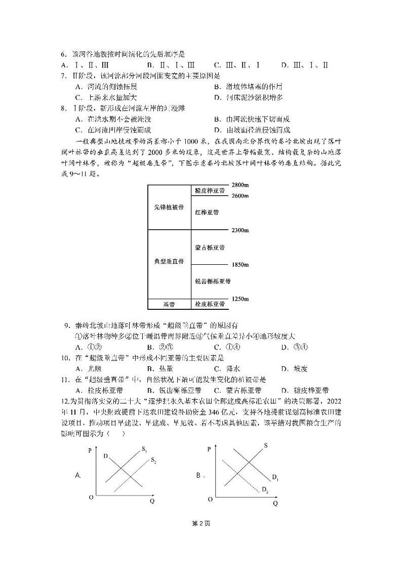 四川省成都七中2023届高三下期三诊模拟考试文科综合试卷02