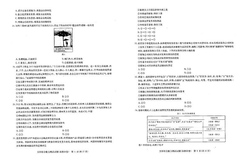 安徽省新高考联盟2023届高三下学期4月教学质量测评文综试题第3页