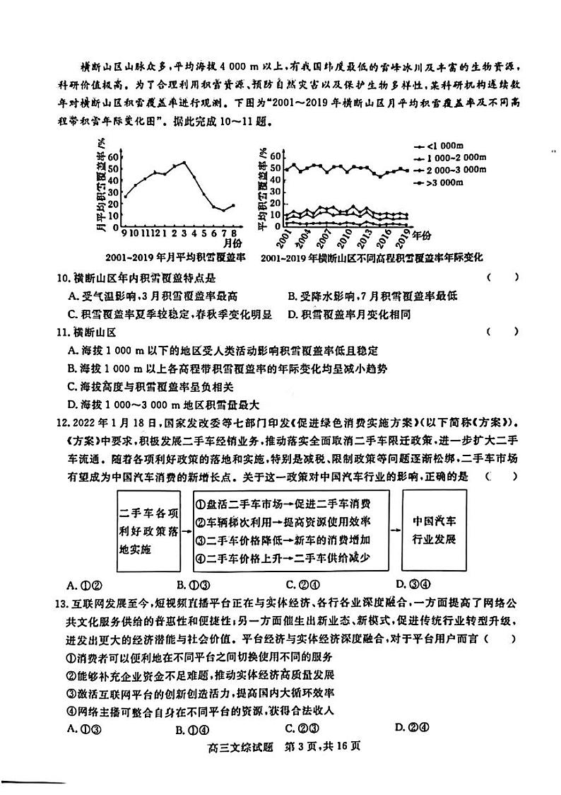 2022届山西晋中高三下学期5月普通高等学校招生模拟考试文综试题PDF版03
