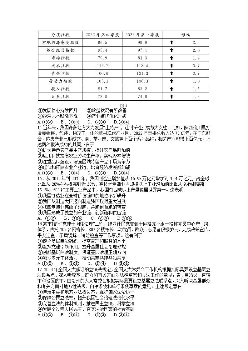 四川省泸州市2023届高三文综下学期三模试题（Word版附解析）03