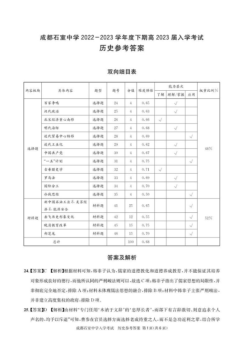 历史参考答案和解析第1页