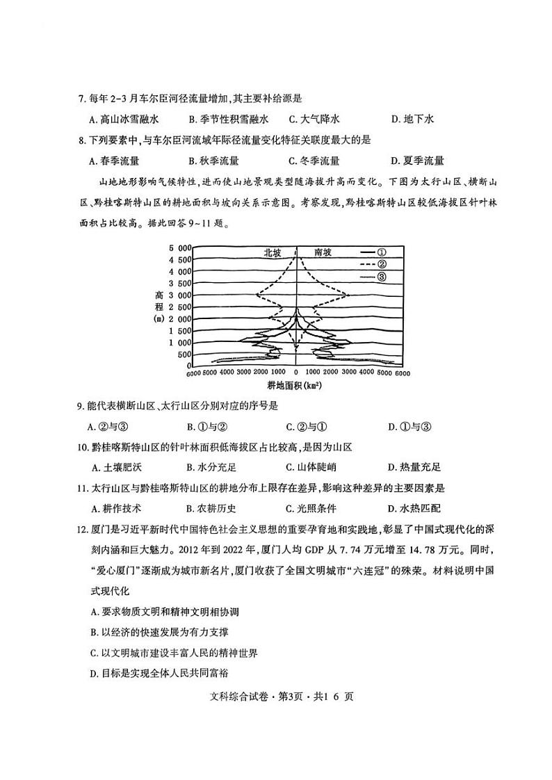 云南省曲靖市第二中学学联体2023 届高三联考（第二次）文综试卷及答案第3页