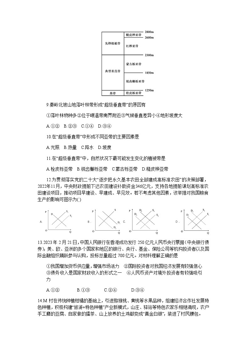 2023届四川省成都市石室中学高三下学期三诊模拟考试文科综合试题含答案第3页