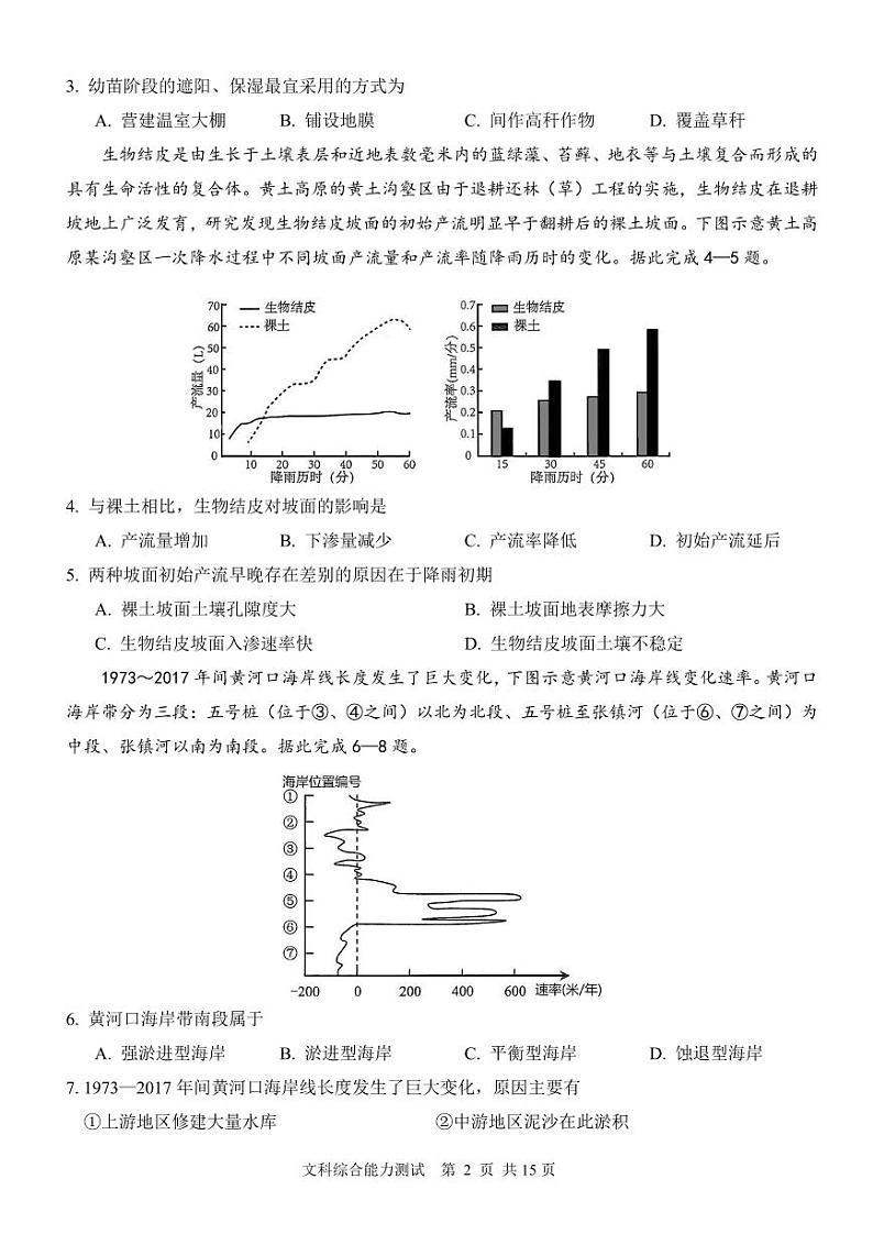 2023年普通高等学校招生全国统一考试文科综合模拟试卷第2页