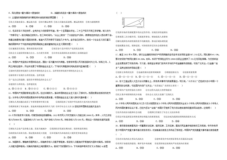云南省曲靖市第一中学2023届高三教学质量监测文综试卷（四）02
