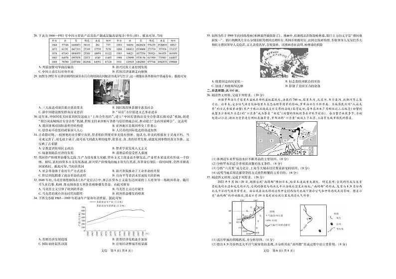 2023届山西省运城市高三第三次模拟调研测试文科综合试卷+答案03