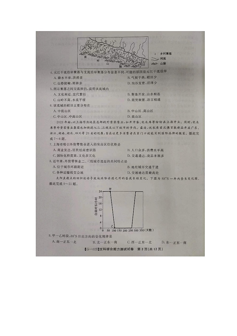2023届安徽省皖江联盟高三最后一卷联考文科综合试卷02