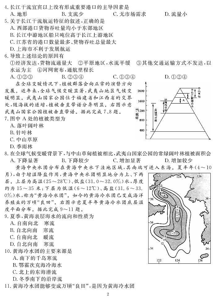 2023届四川省名校高三下学期高考仿真测试（二）文综试题（PDF版，含解析）第2页