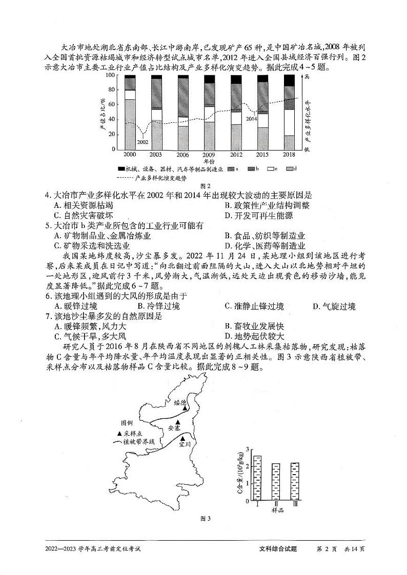 河南省许平汝名校2023届高三下学期考前定位三模试题 文科综合试卷第2页