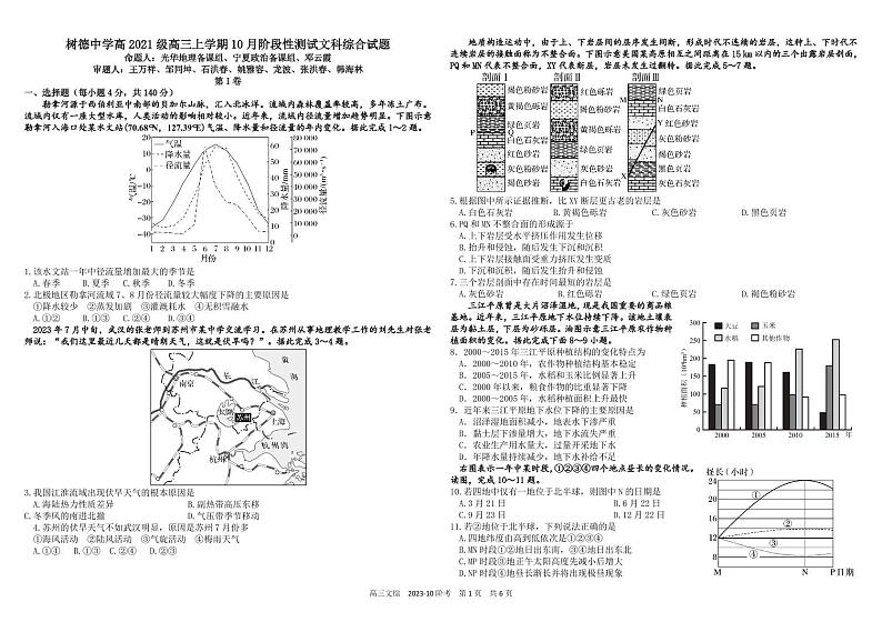 2024成都树德中学高三上学期10月阶段性测试文综PDF版含答案第1页