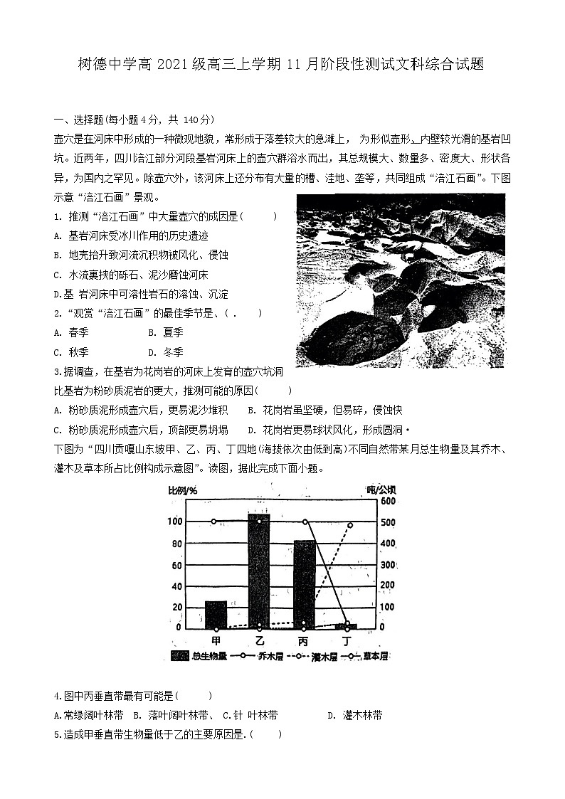 四川省成都市树德中学2023-2024学年高三上学期11月月考文综试题（Word版附解析）01