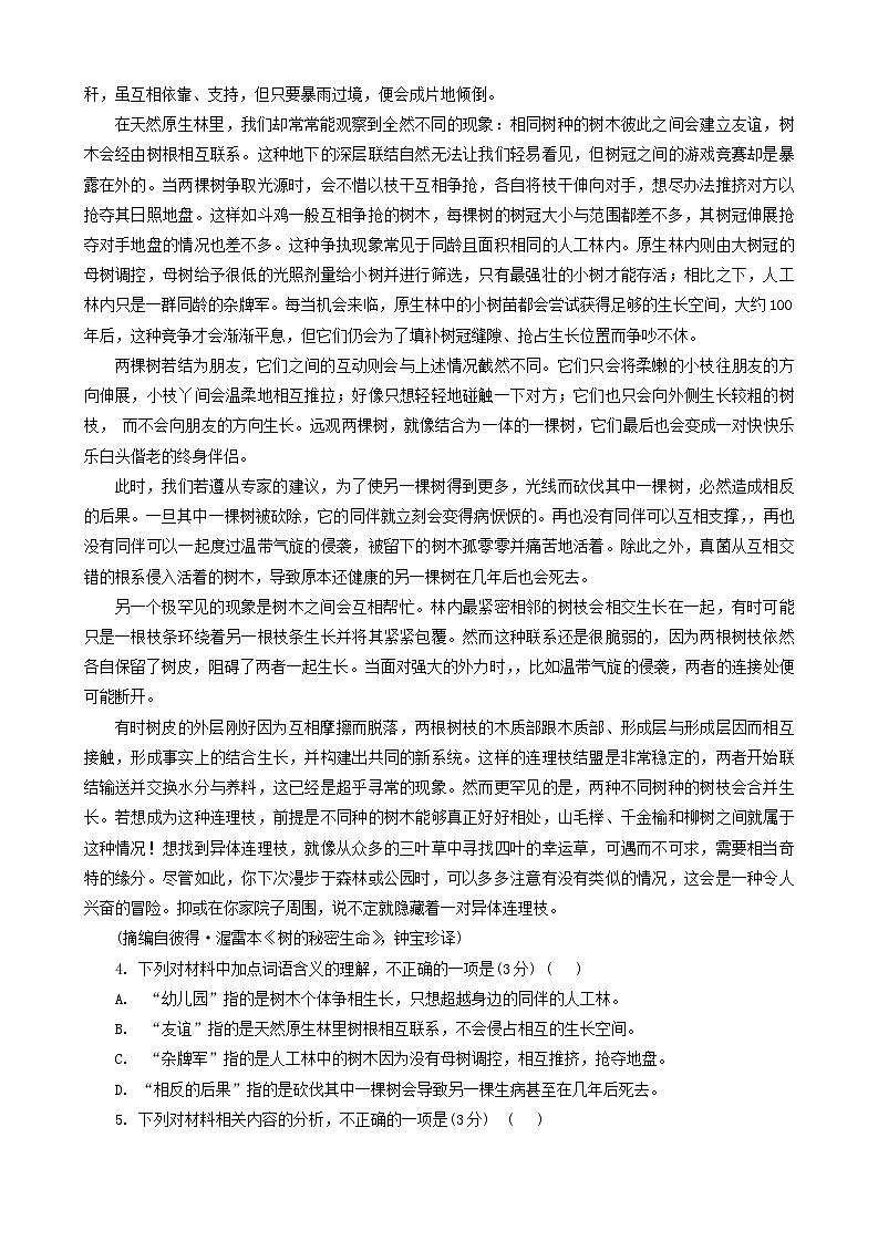 四川省成都市树德中学2023-2024学年高三上学期11月月考语文试题 Word版含答案第3页