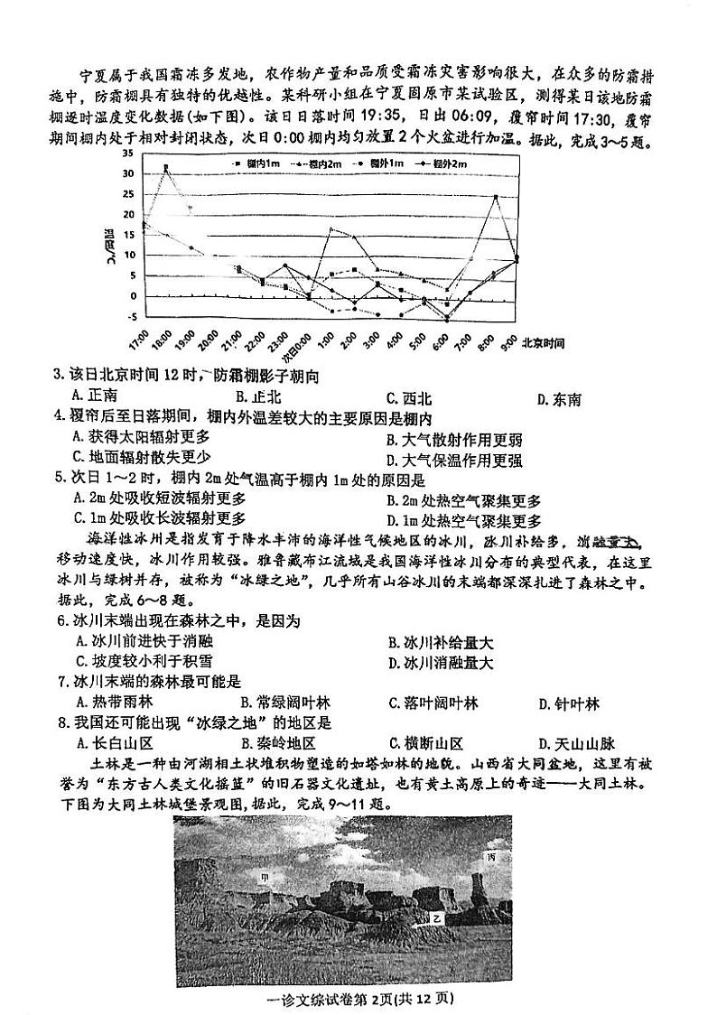 2024届四川省达州市普通高中高三上学期第一次诊断性测试文科综合试题02